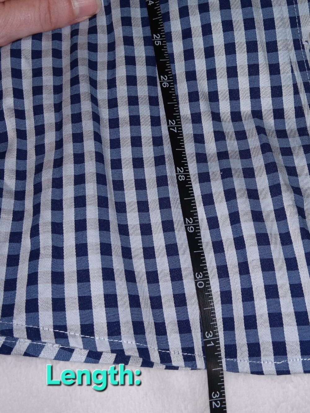 Johnston Murphy Men's XL Blue Gradient Gingham Plaid Button Down Dress Shirt - Picture 11 of 15